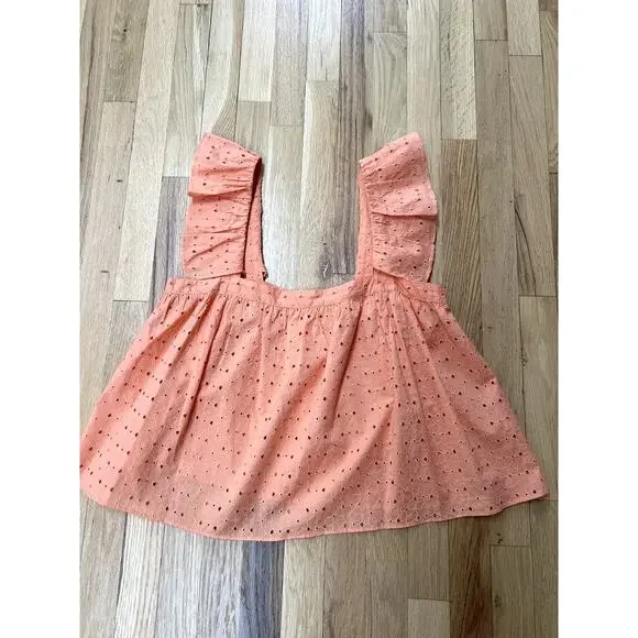 Katharine Kidd Ruffle Orange Eyelet Juno Top NEW (size L) - Picture 6 of 8